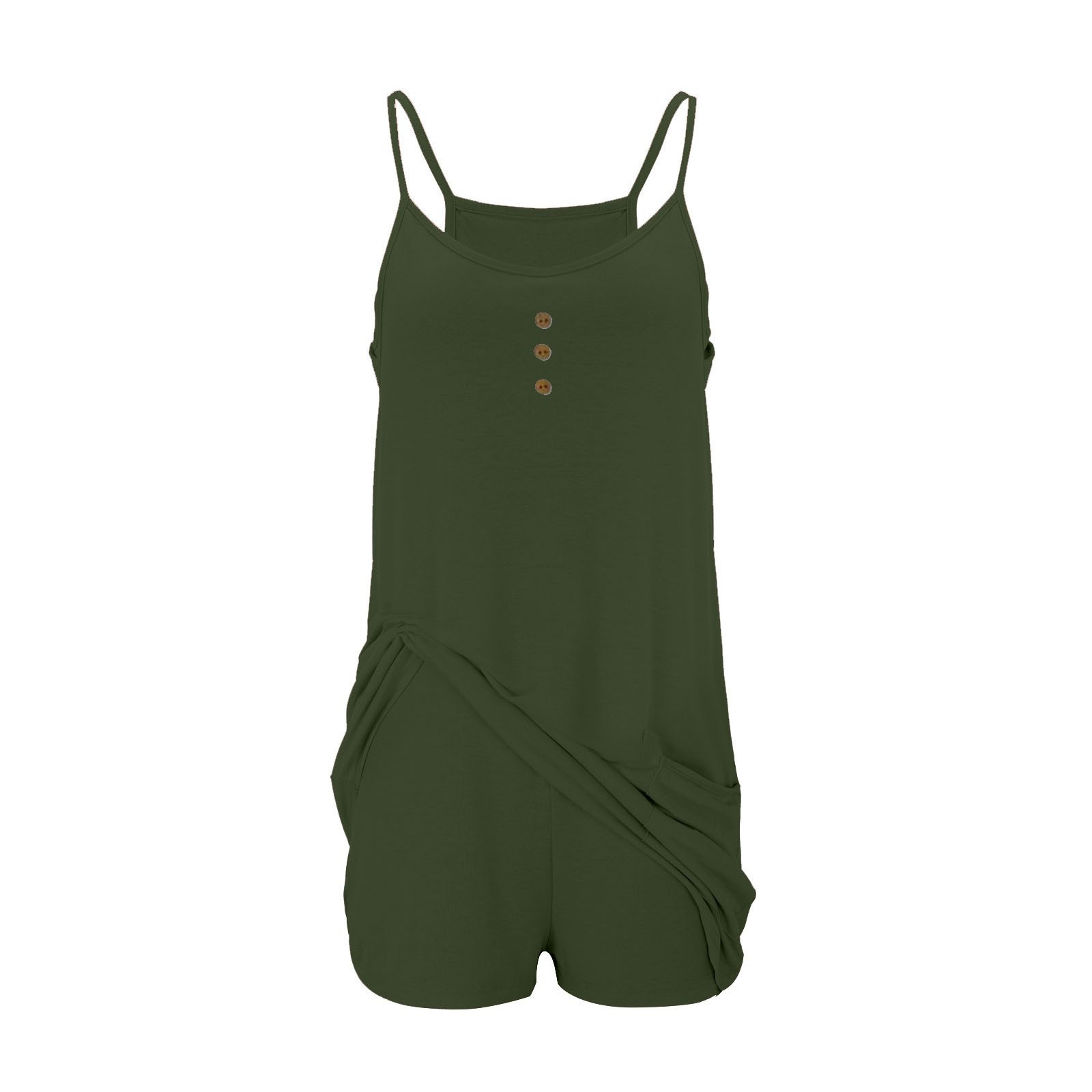 thumbnail image 4 of Mono liso de mujer, vestido informal sin mangas con tirantes, botones y bolsillos., 4 of 6